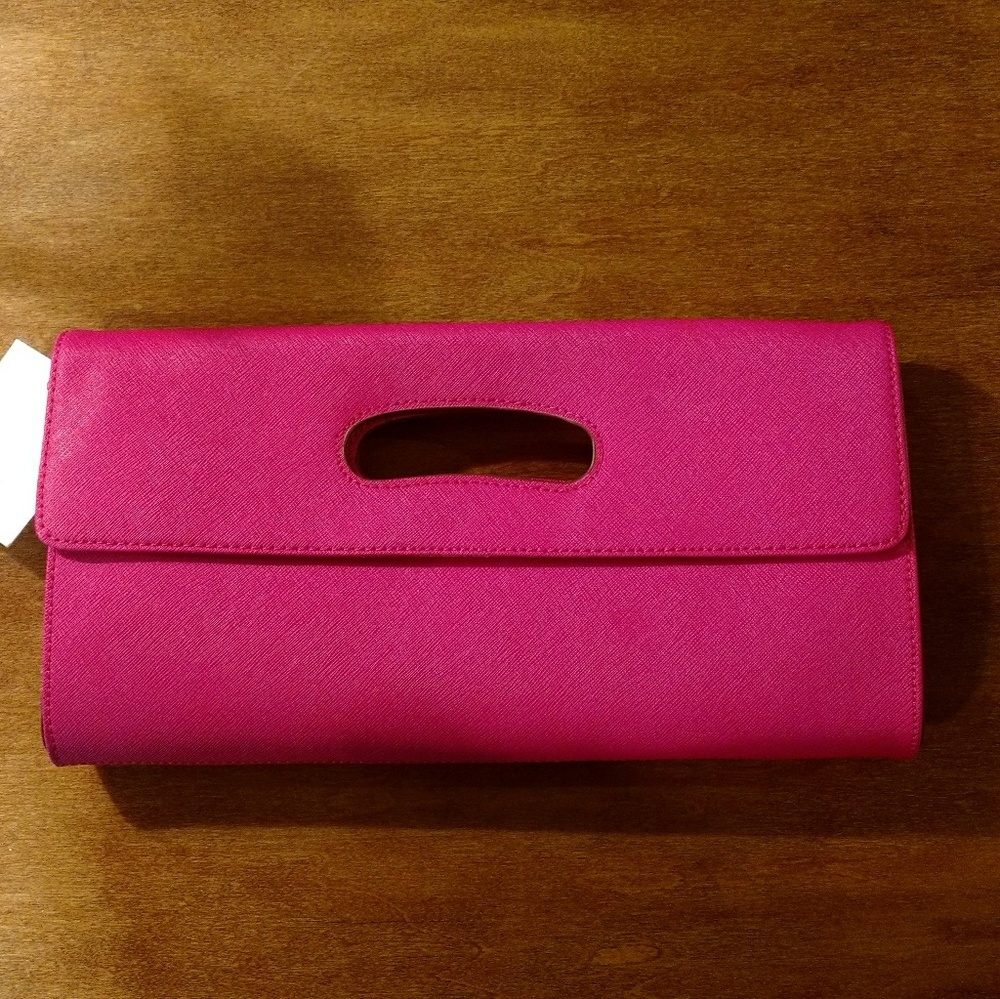 Hobo Pink Saffiano Leather clutch